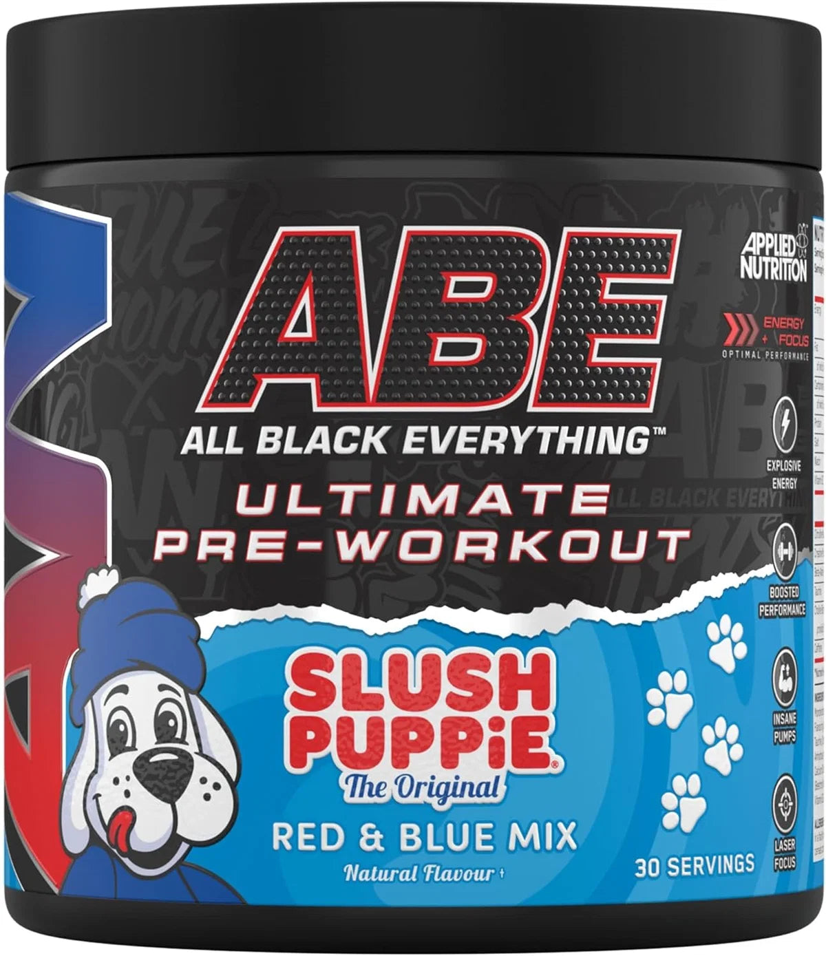 ABE ULTIMATE PRE-WORKIUT SLUSH PUPPIE RED AND BLUE MIX